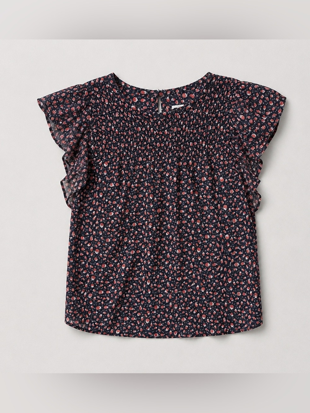 Loft ladybug black Ruffle Sleeve Top - Picture 1 of 4